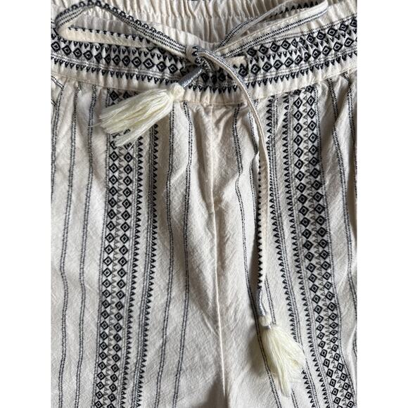 Anthropologie Beach Trousers White Embroidered Striped Pants Size Small - Picture 5 of 8
